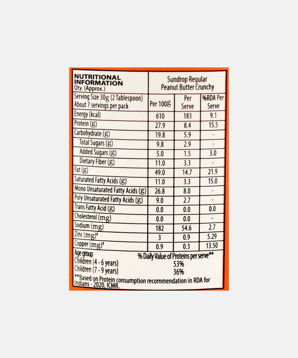 Sundrop Peanut Butter Regular Crunchy 200Gm