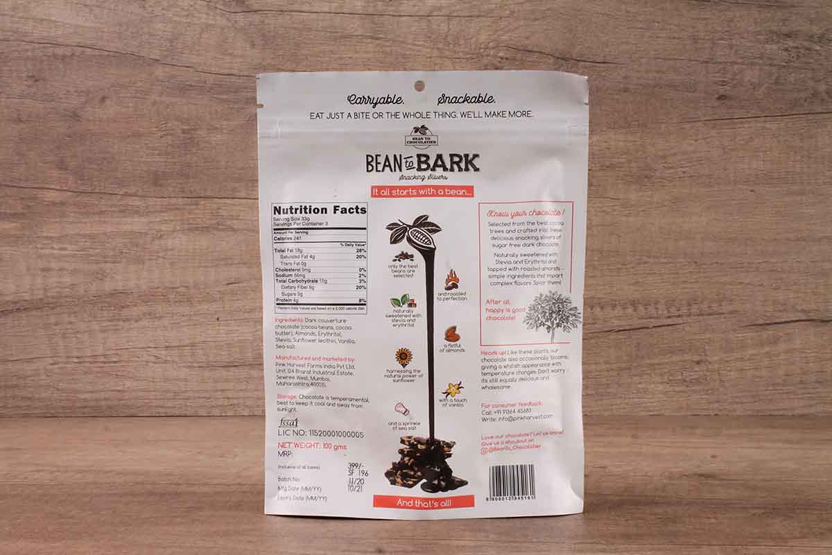 Bean To Bark Almond Crunch With Sea Salt Sugar Free Dark Chocolate 100 Gm