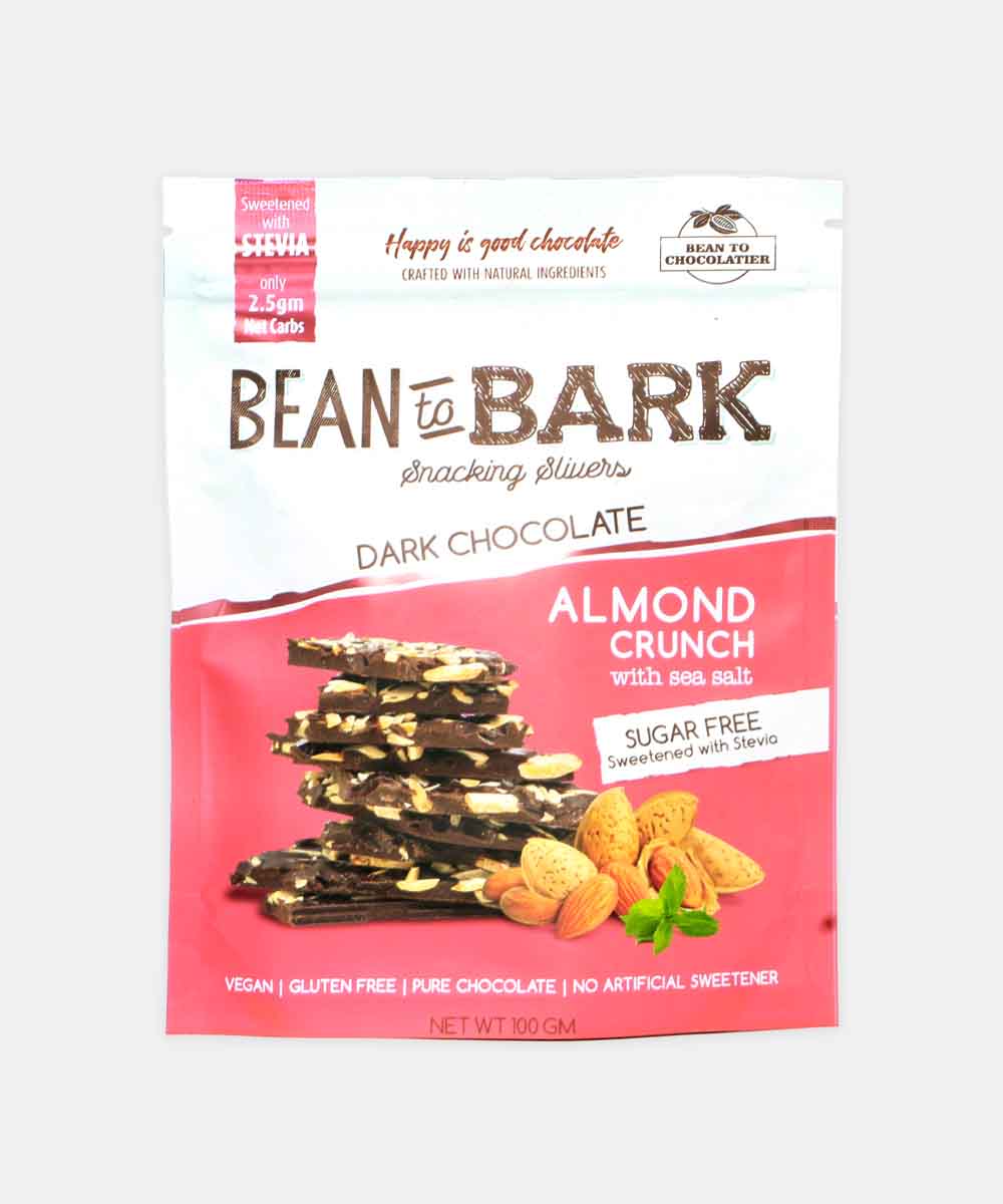 Bean To Bark Almond Crunch With Sea Salt Sugar Free Dark Chocolate 100 Gm