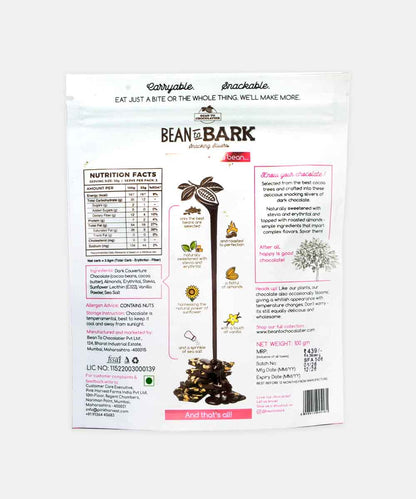 Bean To Bark Almond Crunch With Sea Salt Sugar Free Dark Chocolate 100 Gm