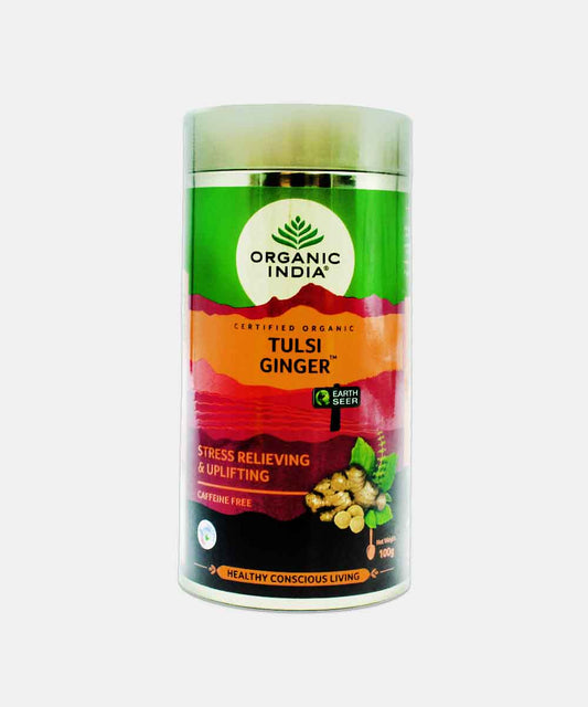 Organic India Tulsi Ginger Tea Tin 100 Gm