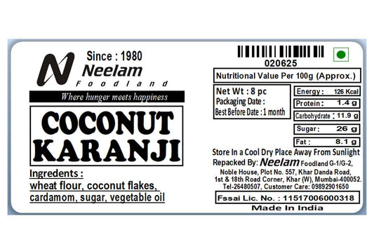 Coconut Karanji – 7 pcs ( Wet Coconut Filling )