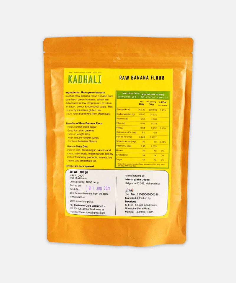 MYSTIQUE KADHALI GLUTEN FREE RAW BANANA FLOUR 400