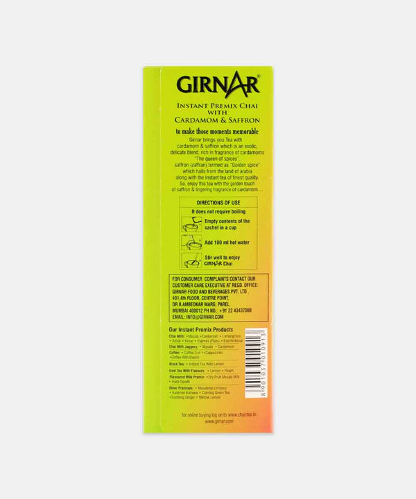 GIRNAR CARDAMOM SAFRON CHAI 140 GM 10 SACHETS