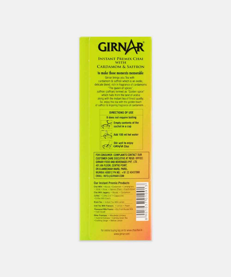 GIRNAR CARDAMOM SAFRON CHAI 140 GM 10 SACHETS