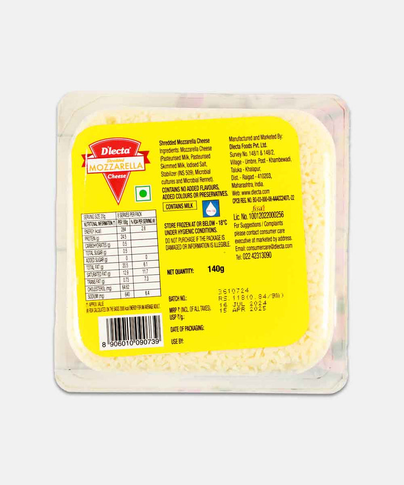 DLECTA SHREDDED MOZZARELLA CHEESE 140 GM