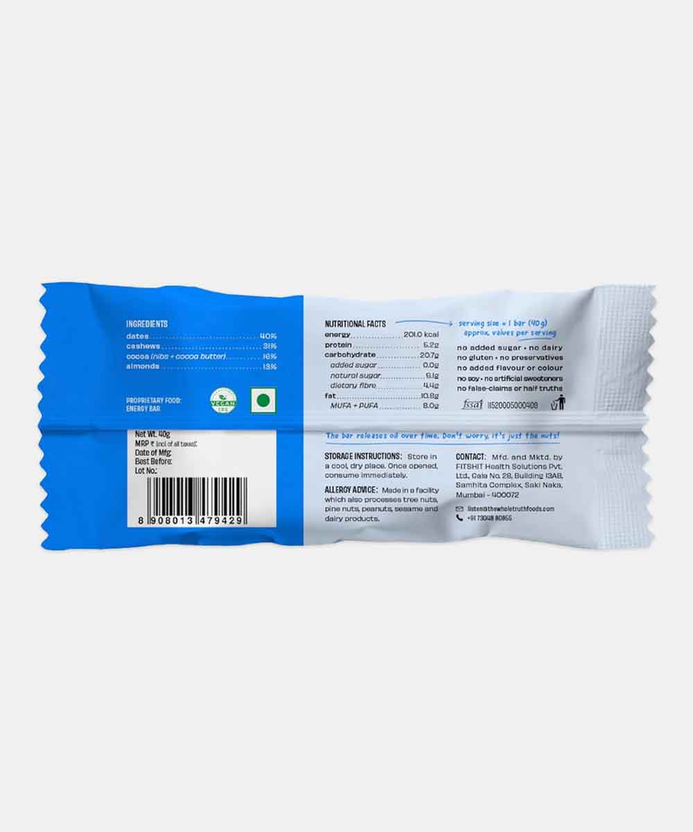 The Whole Truth Almond Choco Fudge Bar 40 Gm
