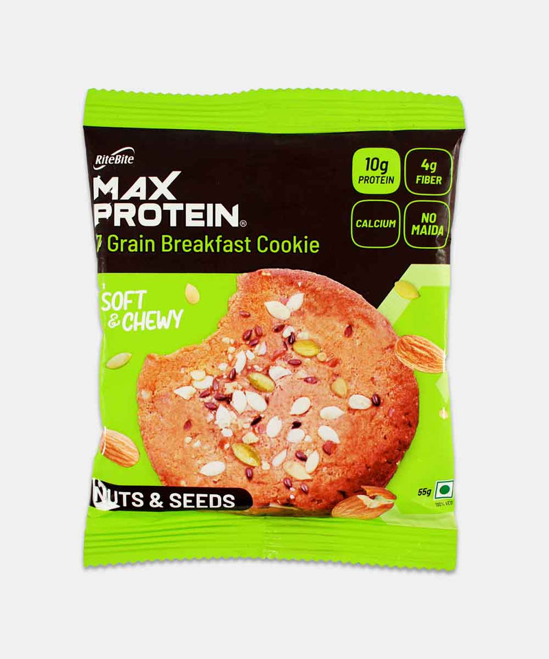 ritebite max protein nuts & seeds 7 grain breakfast cookie 55