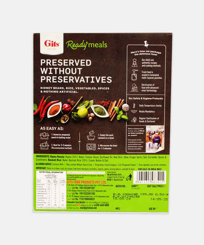 Gits Rajma Masala And Basmati Rice Ready Meals 375 Gm