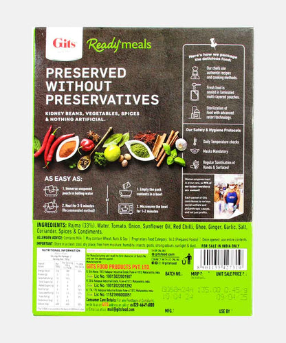 Gits Rajma Masala Ready Meals 300 Gm