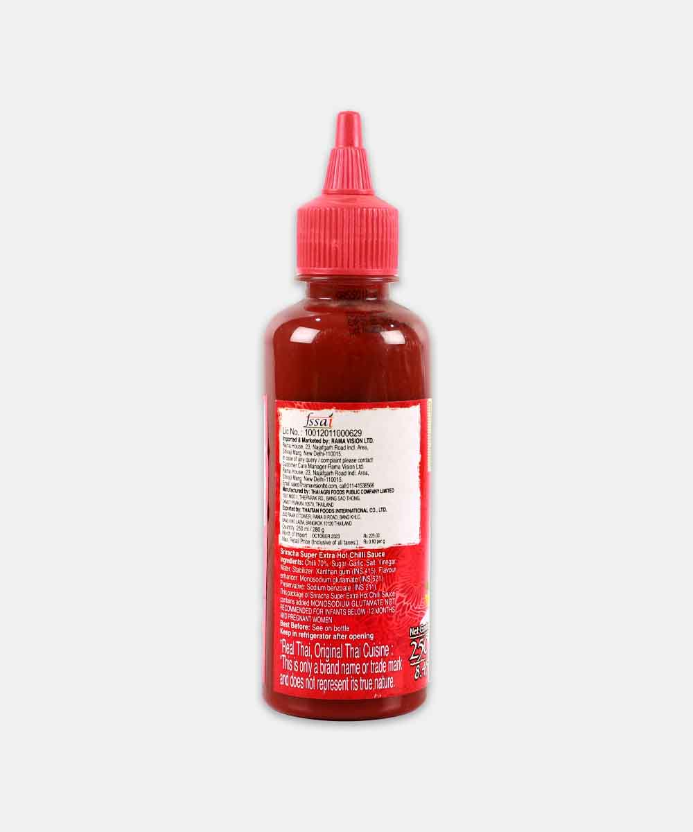 Real Thai Sriracha Super Extra Hot Chilli Sauce 250 Ml