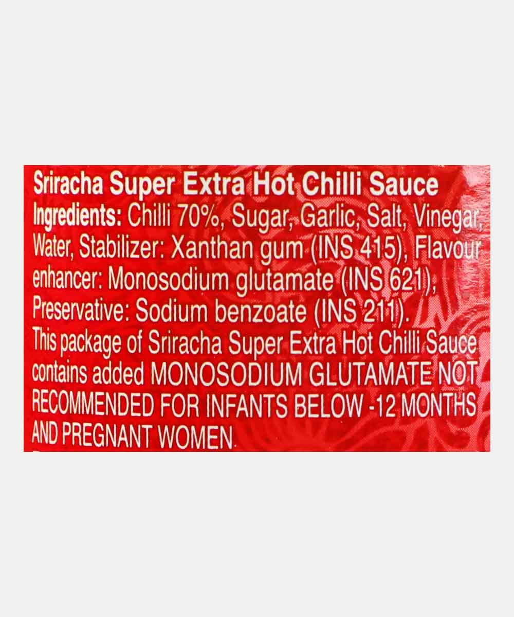 Real Thai Sriracha Super Extra Hot Chilli Sauce 250 Ml