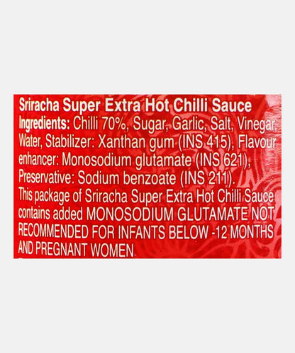 Real Thai Sriracha Super Extra Hot Chilli Sauce 250 Ml