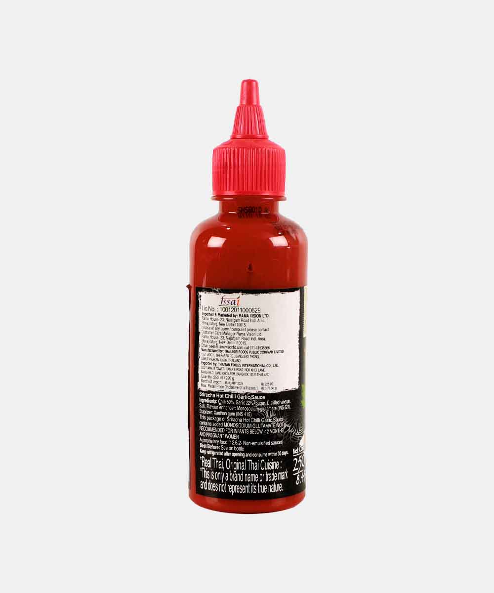 Real Thai Sriracha Hot Chilli Garlic Sauce 250 Ml 290 Gm