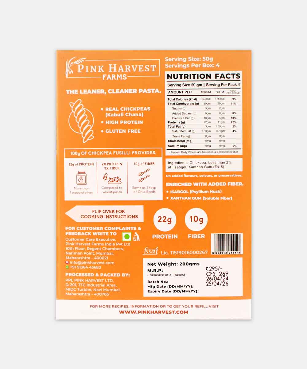 Pink Harvest Chickpea Fusilli Pasta 200 Gm