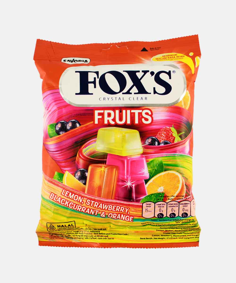 Foxs Fruits Crystal Clear Candy 90 Gm