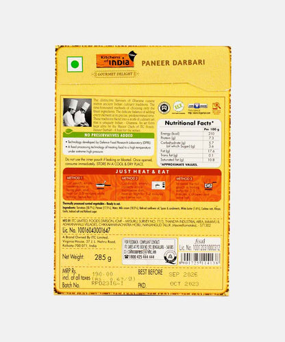Kitchens Of India Paneer Darbari Heat & Eat 285 Gm