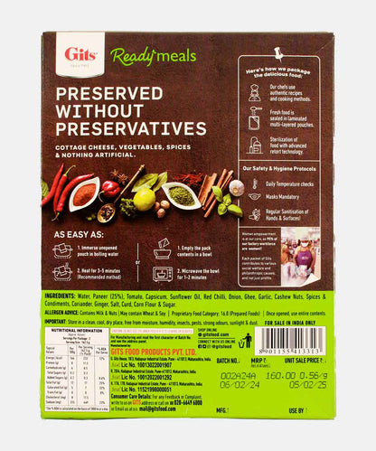 Gits Paneer Tikka Masala Ready Meals 285 Gm