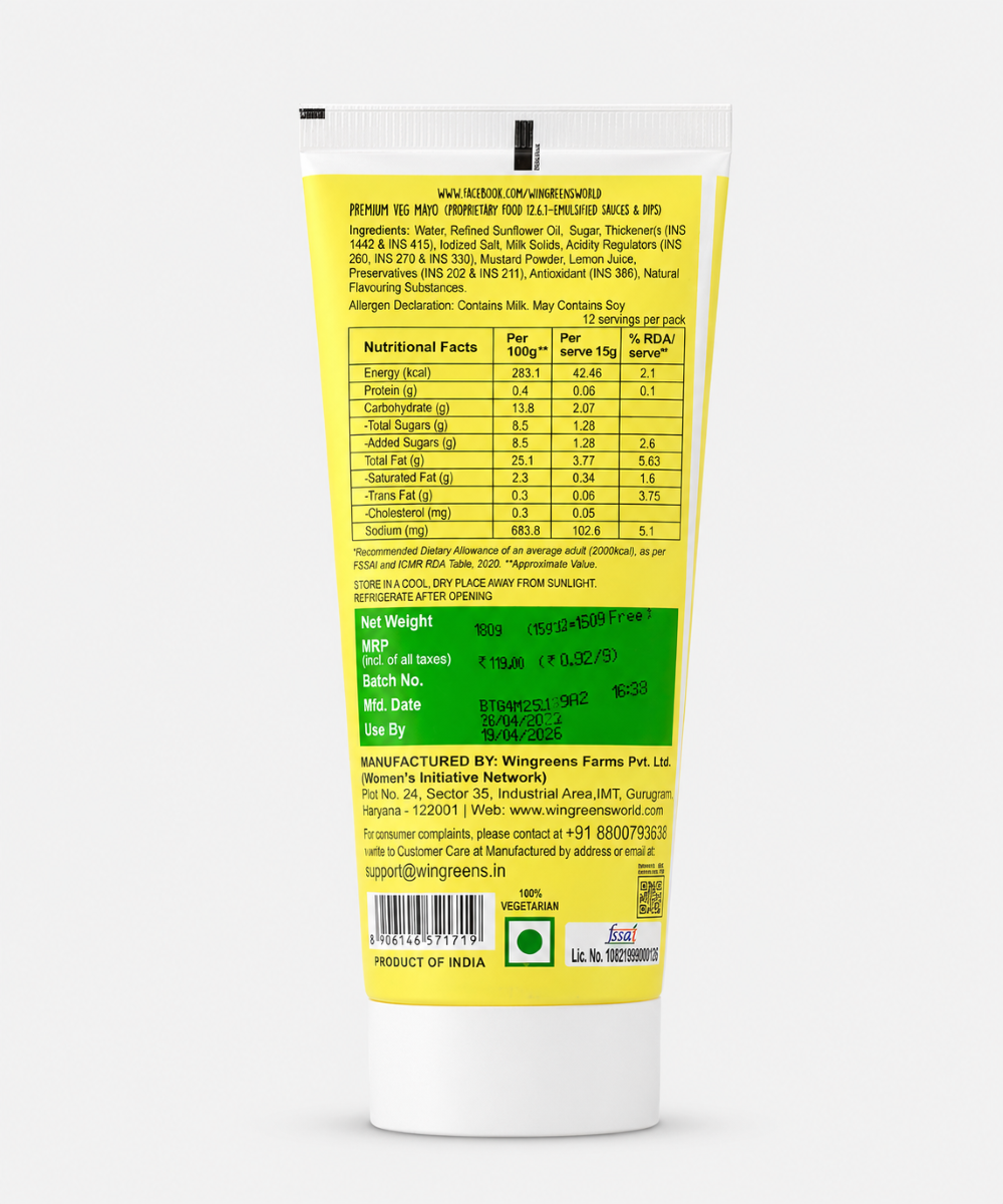 Wingreens Premium Veg Mayo 180 Gm