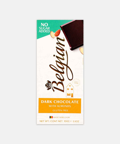 Belgian Gluten Free Dark With Almonds No Sugar Added Chocolate 100 Gm