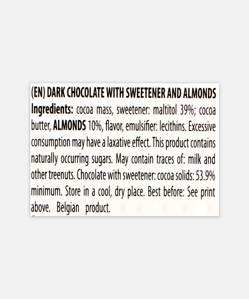 Belgian Gluten Free Dark With Almonds No Sugar Added Chocolate 100 Gm
