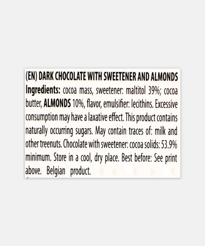 Belgian Gluten Free Dark With Almonds No Sugar Added Chocolate 100 Gm