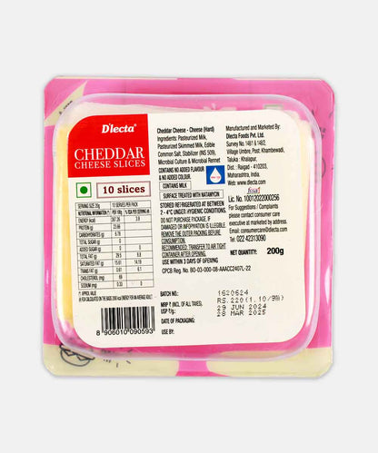 Dlecta Natural Cheddar Cheese 10 Slice 200 Gm