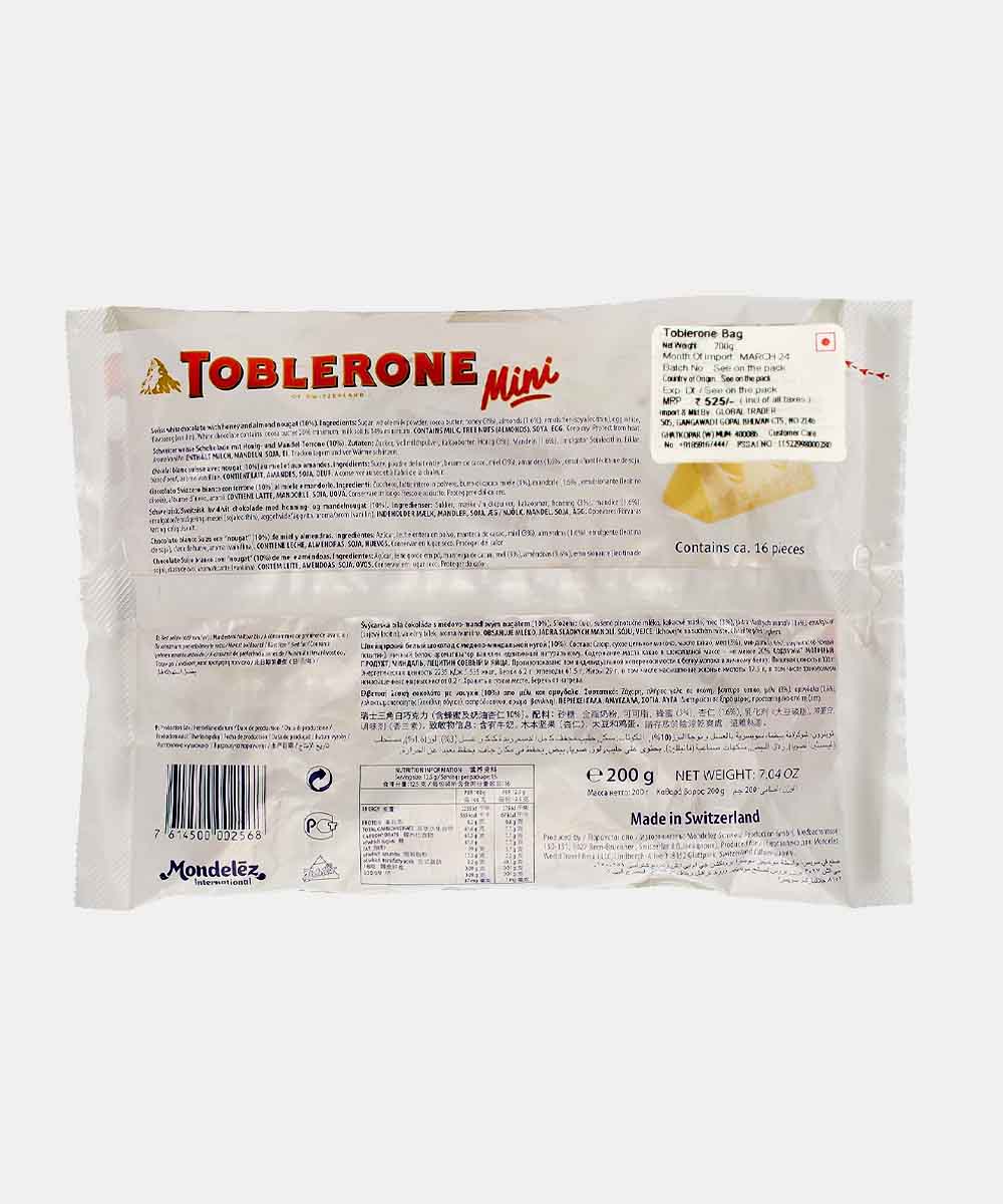 Toblerone Swiss White Minis Chocolate With Honey And Almond Nougat 200 Gm
