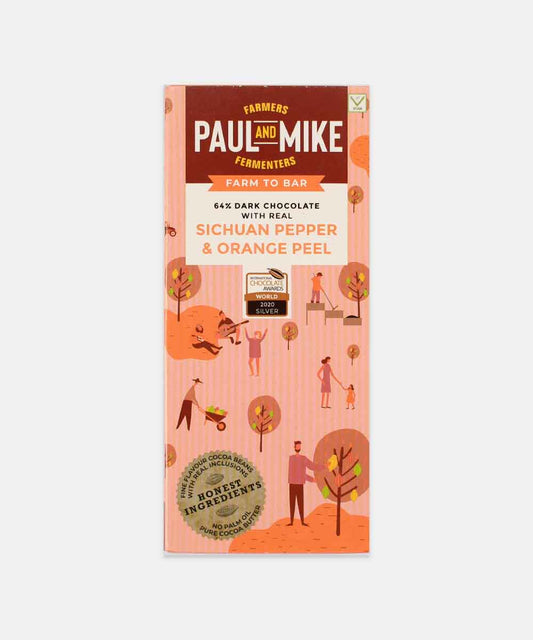 Paul And Mike Sichuan Pepper & Orange Peel 64% Dark Chocolate 68 Gm