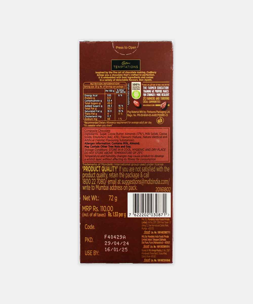Cadbury Temptations Almond Treat 72 Gm