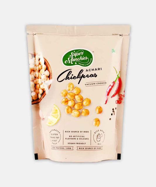 Super Munchies Vaccum Cooked Achari Chickpeas Vegan 75 Gm