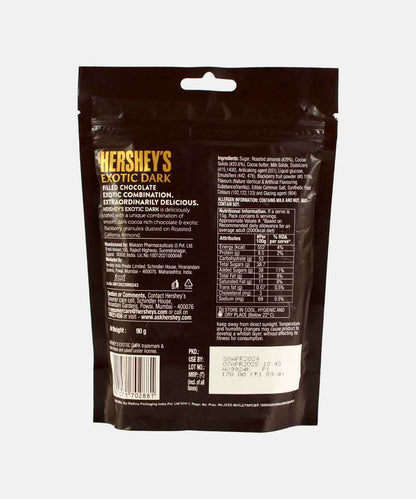 Hersheys Exotic Dark Californian Almonds Sprinkled With Blackberry Chocolate 90 Gm