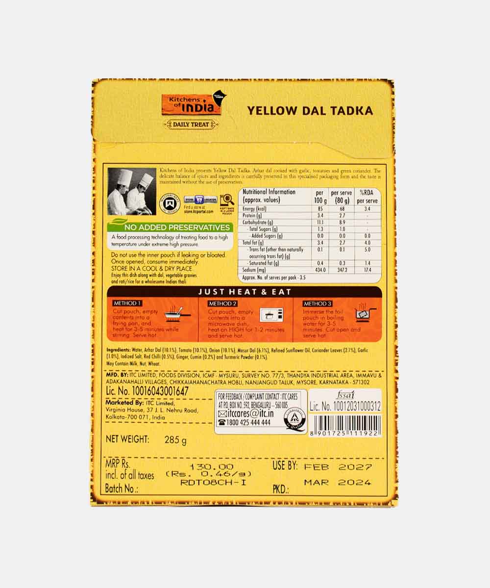 Kitchens Of India Yellow Dal Tadka Heat & Eat  285 Gm