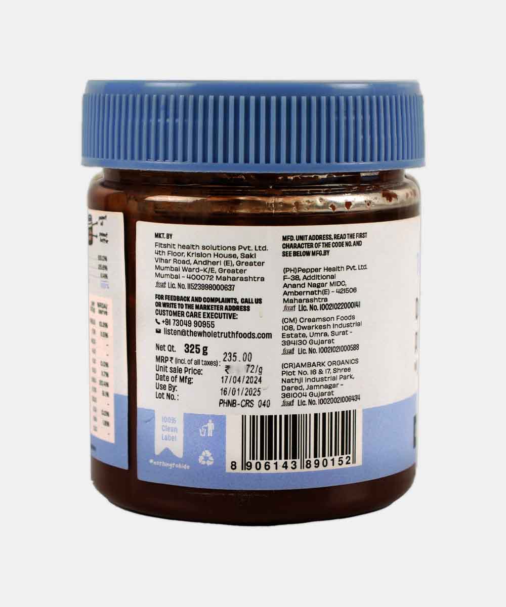 The Whole Truth Dark Chocolate Peanut Butter Crunchy 325 Gm