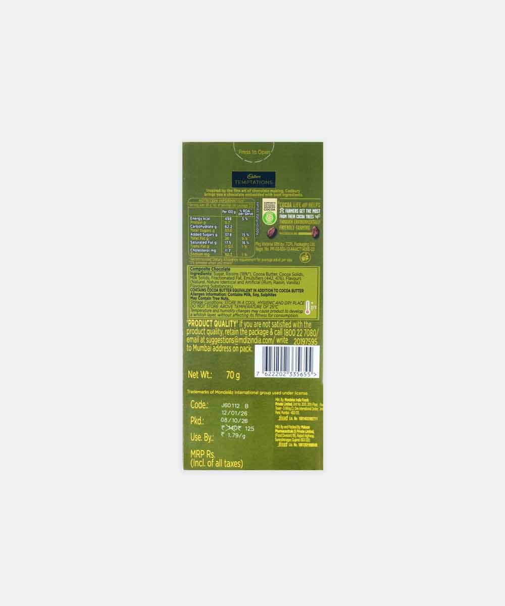 Cadbury Temptations Rum & Raisins 72 Gm