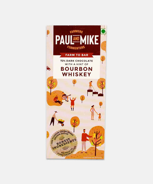 Paul And Mike 72% Dark Chocolate Bourbon Whiskey 68 Gm