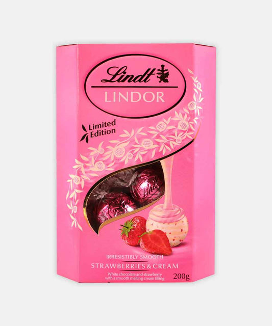 Lindt Lindor Strawberries & Cream Chocolate 200 Gm