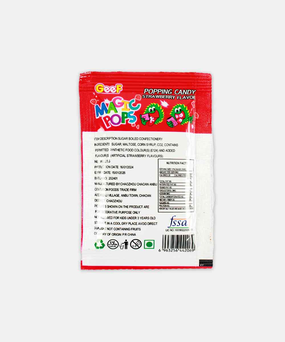 Magic Pops Popping Candy Strawberry Flavor 5.5 Gm