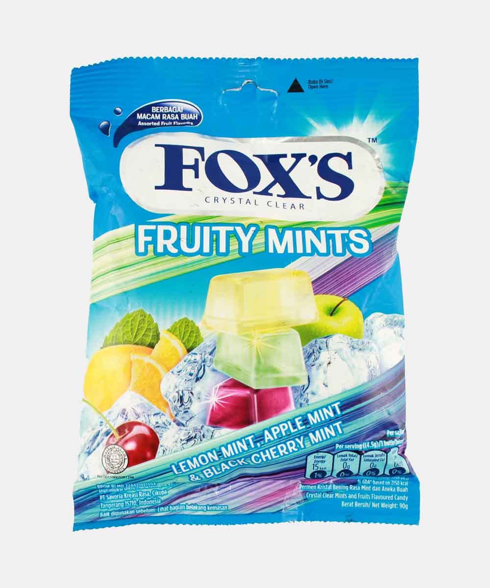 Foxs Crystal Clear Lemon Apple Black Cherry Fruity Mints 90 Gm