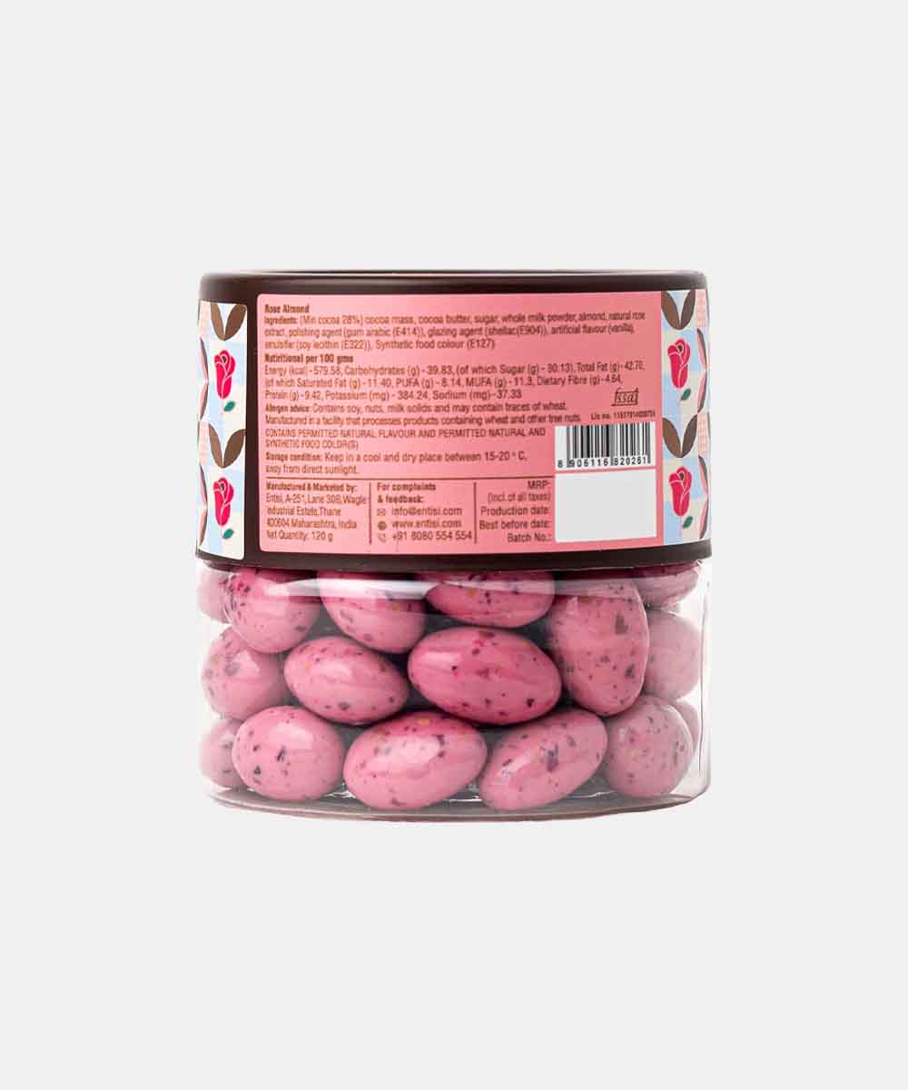 Entisi Rose Almond Dragees Almond Coated Rose Milk Chocolate 120 Gm