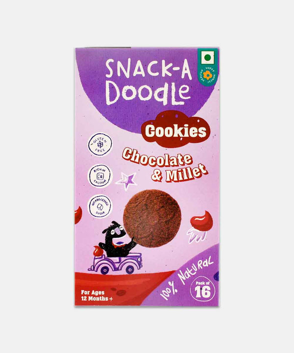 SNACK A DOODLE CRUNCHY CHOCOLATE MILLET COOKIES NO PRESERVATIVES 150 GM