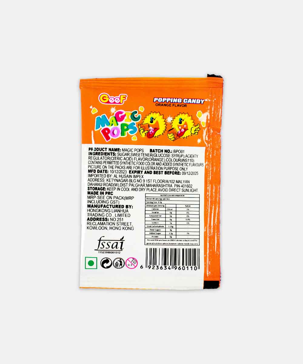 Magic Pops Popping Candy Orange Flavor 5.5 Gm