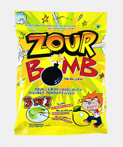 Zour Bomb Sour Lemon Candy With Sherbet Powder Filled 110 Gm