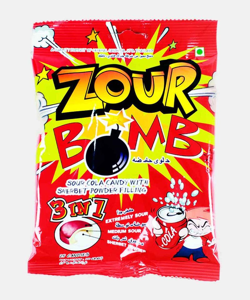 zour bomb sour cola candy with sherbet powder filling 110 gm