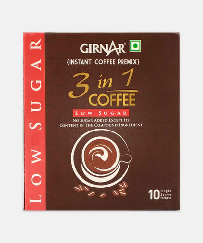 Girnar 3 In 1 Instant Premix Coffee Low Sugar 10 Sachets