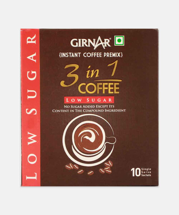 GIRNAR 3 IN 1 INSTANT PREMIX COFFE LOW SUGAR 10 SACHETS