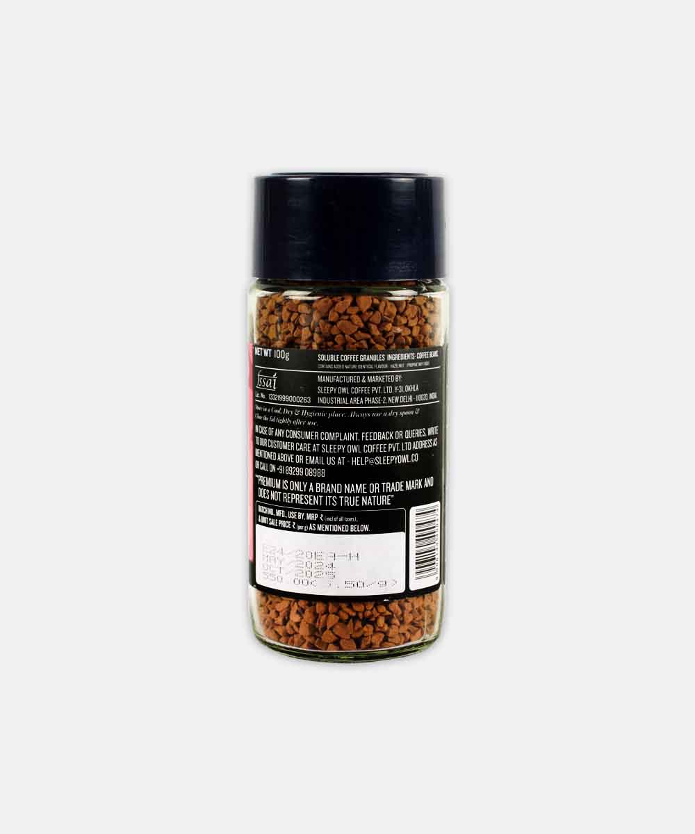 Sleepy Owl Hazelnut Instant Coffee 100 Gm