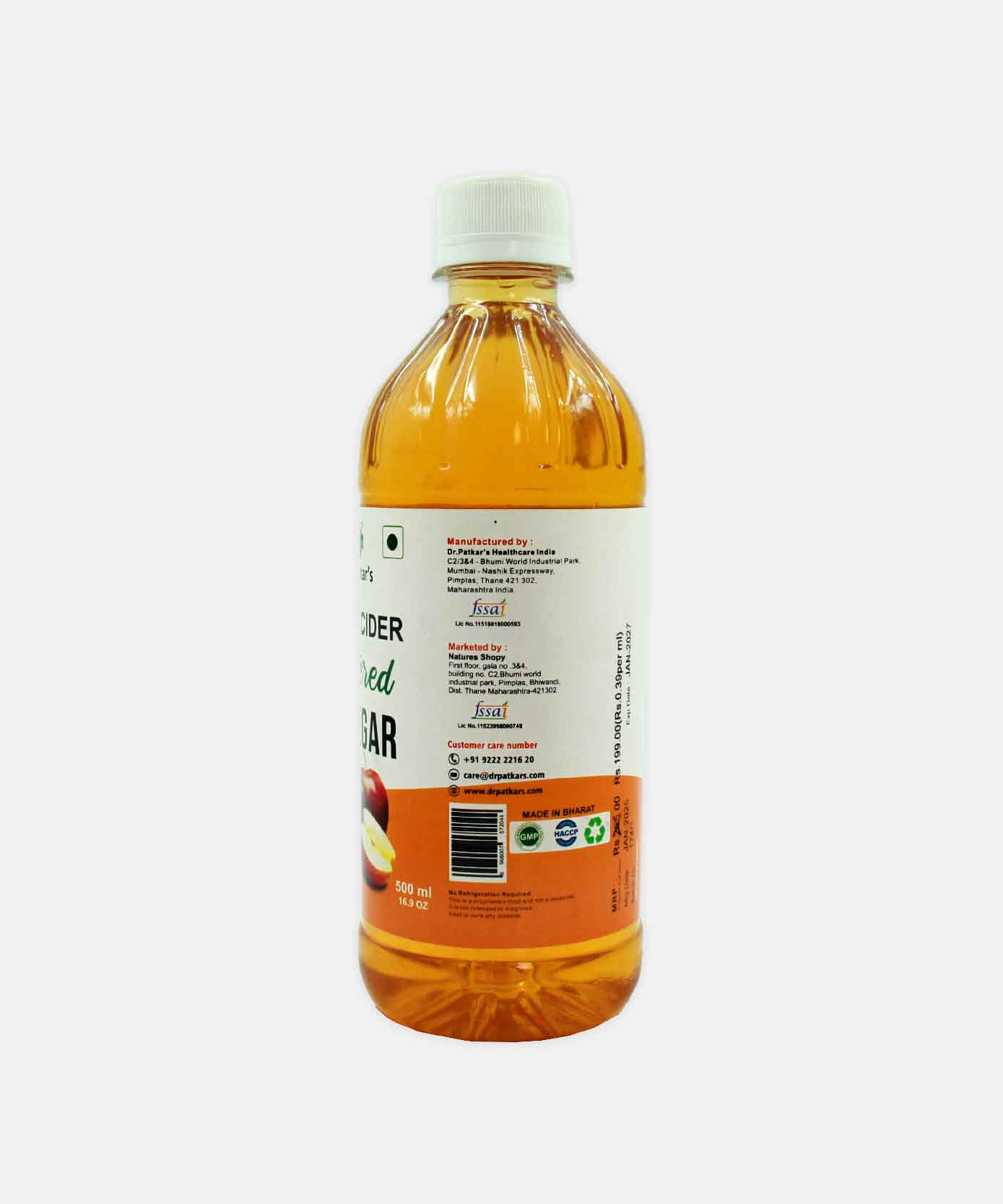 Dr Patkars Apple Cider Filtered Vinegar 500 Ml