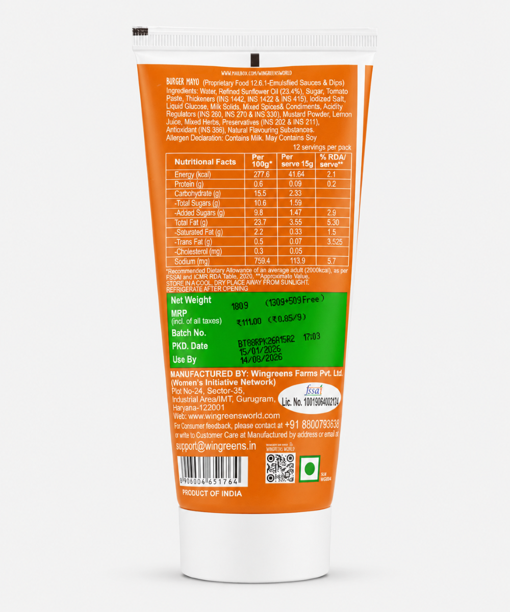 Wingreens Burger Mayo 180 Gm