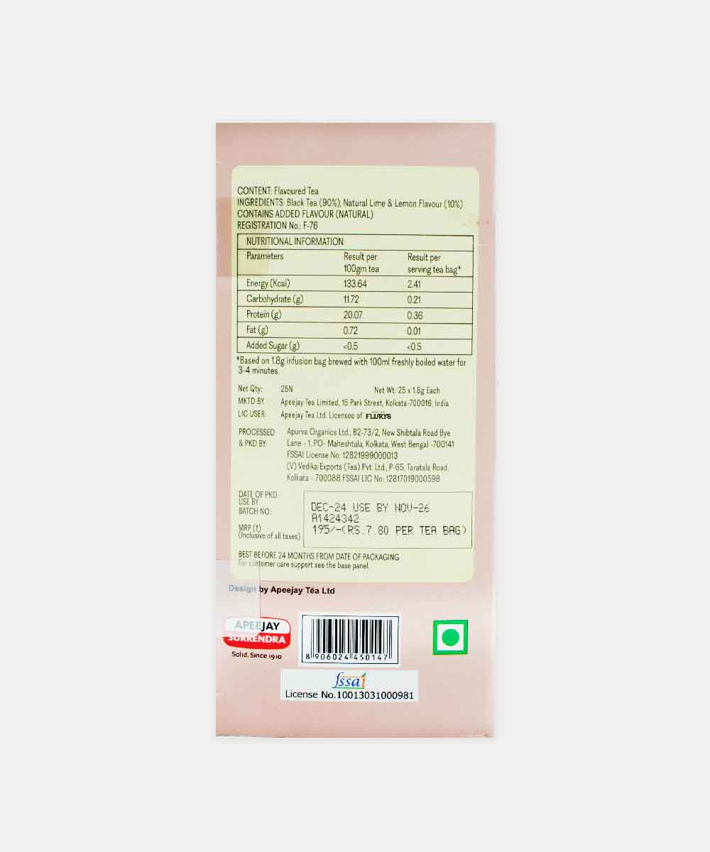 Flurys Lime & Lemon Tea (25 Bag) 45 Gm